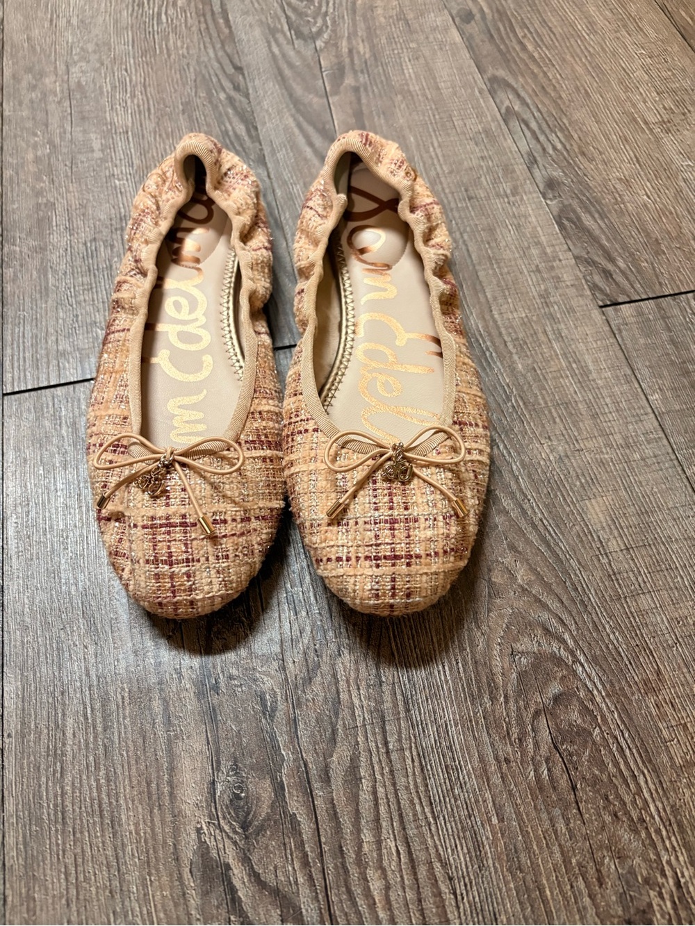 Sam Edelman Tweed Ballet Flats in Beige